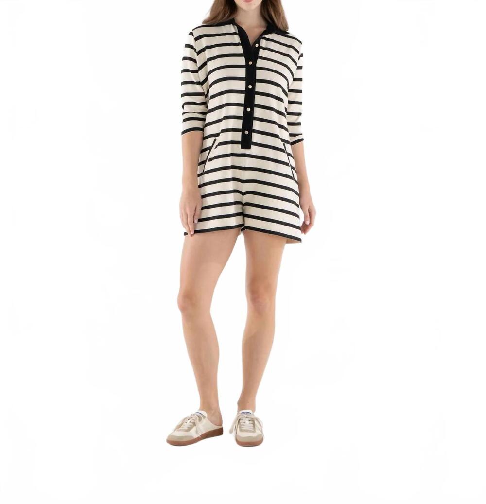 NEW EMILY MCCARTHY hudson stripe romper in black
